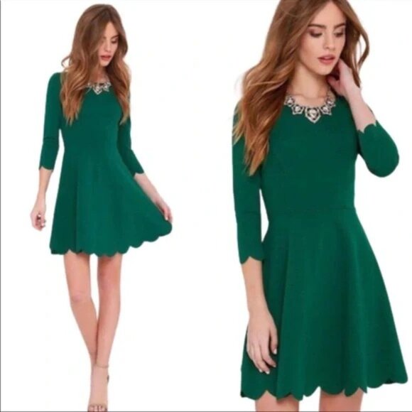 NWT Lulus Womens Size Medium Green Cumulonimbus Clouds Skater Mini Dress NEW - Picture 5 of 5